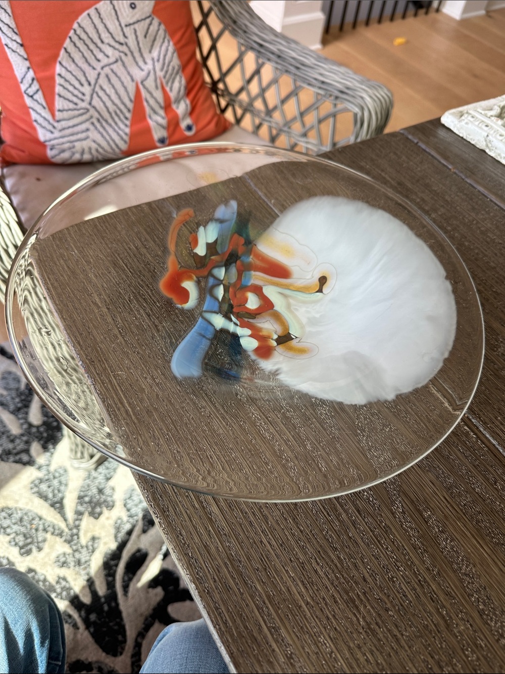 Murano hand blown abstract colorful bowl 11.5 D excellent